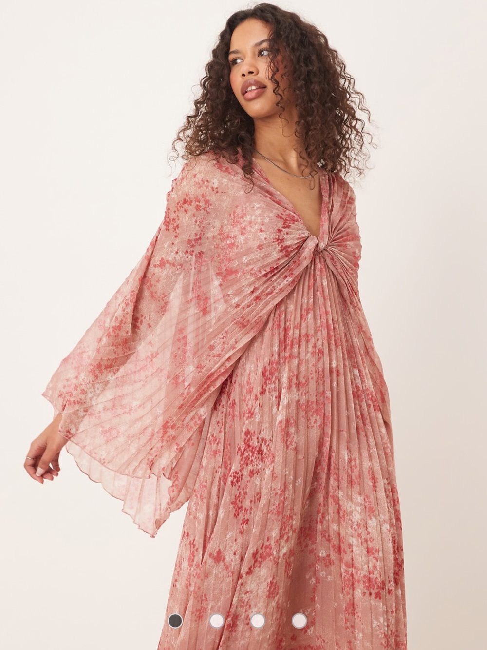ASOS DESIGN pleated chiffon twist front maxi dress in ditsy print